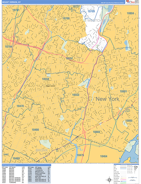 Mount Vernon City Wall Map Basic Style